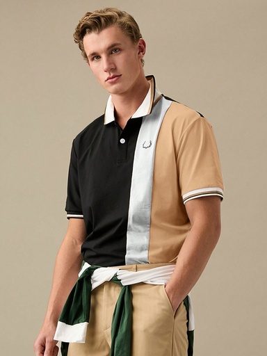 [sm2211223513264581] Manfinity AthPrep Camisa polo casual de hombre con botones delanteros y parches de color liso