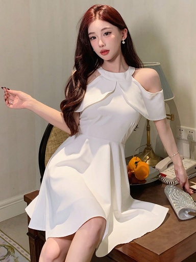 [sz2401026516153909] DAZY Vestido de línea A con hombros descubiertos para mujer