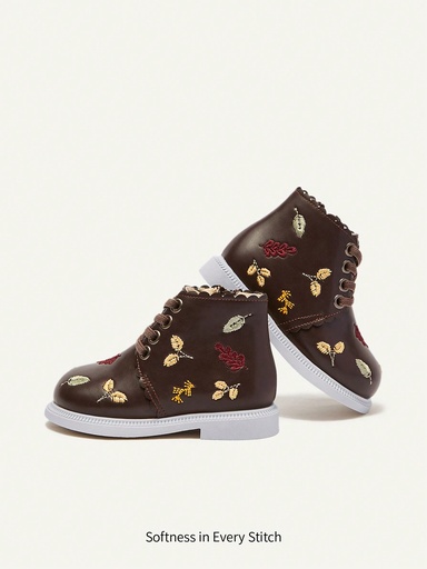 [sa2310274364299777] Botines Bordados Modernos Y Versátiles Para Bebés Y Niñas Pequeñas Con Suelas Suaves Y Antideslizantes, Adecuados Para El Campo