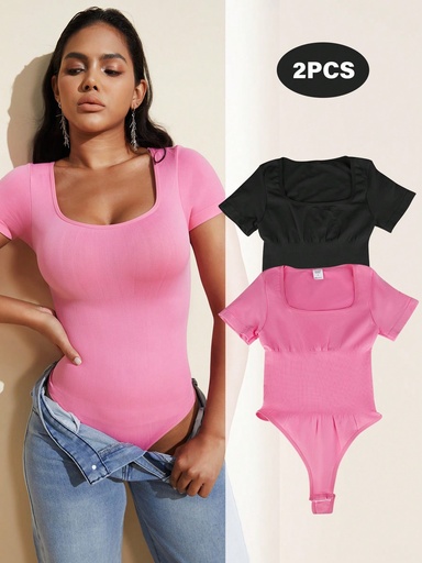 [si2403212570151541] 2 piezas Moldeador corporal sin costuras y sin espalda para mujer, silueta sexy