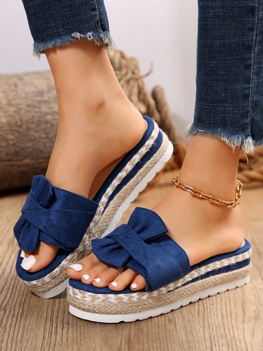 [sx2305121881813666] Zapatillas de confort con suela gruesa y tacón de cuña de moda 