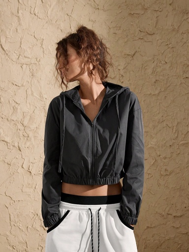 [st2407233722278884] SHEIN VARSITIE Chaquetas deportivas casuales holgadas para mujer con cuello alto y mangas largas