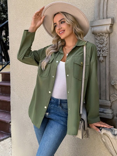 [sz2408236888769679] SHEIN LUNE Chaqueta acolchada resistente al viento para mujer de talla regular