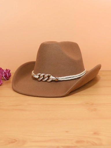 [sc2403028216500688] 1 Pieza Sombrero De Vaquero Occidental Enrollable Unisex, Sombrero De Lana De Jazz Vintage unicolor, Accesorio De Vestir Para Fiestas Británico Con Borde Enrollado De Fieltro