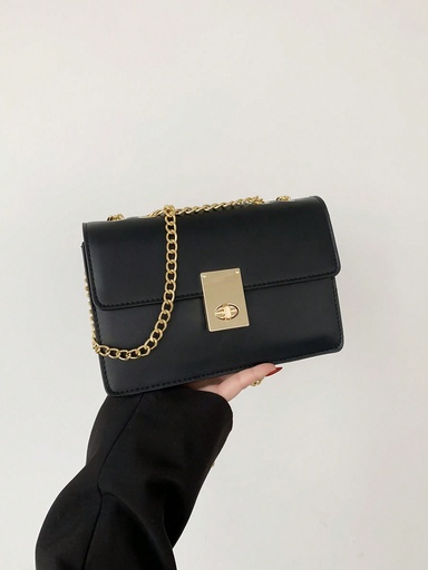 [sg2405079195550925] Bolso pequeño cruzado con cadena de moda simple y de unicolor con cierre de hebilla, bolso cuadrado pequeño como combinación universal
