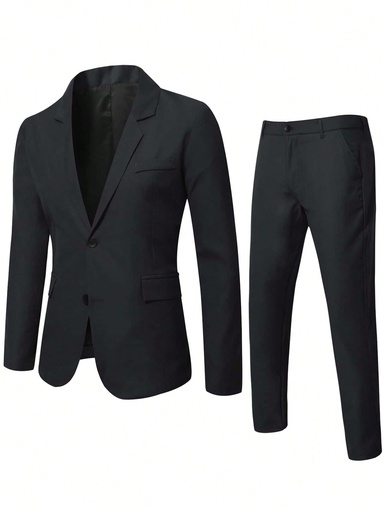 [sm2205254360249558] Manfinity Mode Hombres Blazer con botón de espalda con abertura & Pantalones a medida