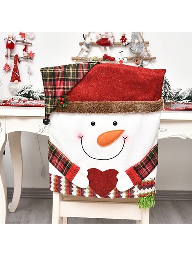 [sh2309184068865464] 1 Pieza Decoración Navideña - Cubierta De Silla De Papá Noel De Tela Burlap Y Piel Sintética Con Gráfico En 3d - Juguetes Creativos Y Utilidad Decorativa Para Mesa, Sillas O Chimenea Durante Reuniones Familiares En Festividades