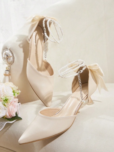 CUCCOO HITCHD Zapatos de tacón alto con puntera puntiaguda, decoración de perlas de imitación, para fiesta y ocasión especial para mujer