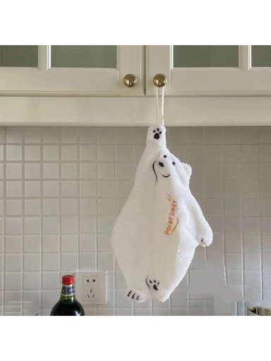 [sf2312251357763663] 1 Pieza Toalla De Mano Suave Con Forma De Oso Polar Colgante, Absorbente De Agua Y De Secado Rápido Para Cocina Y Baño