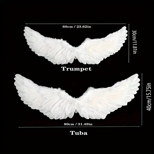 [17592934233854] Alas de ángel elegantes de 3 piezas con diadema y varita, alas de plumas de terciopelo para cosplay, Halloween, carnaval, fiesta de cumpleaños, accesorios de actuación escénica - No se requiere electricidad