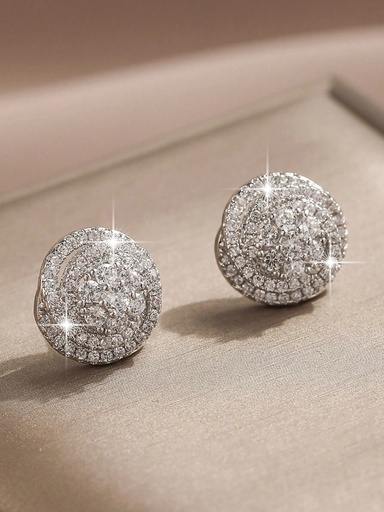 [sj2311038740041223] 1 Par De Románticos Pendientes De Botón Con Diseño De Flor De Rosas Y Cubics Para El Vestido De Novia, Una Elección Perfecta De Regalo Para Citas