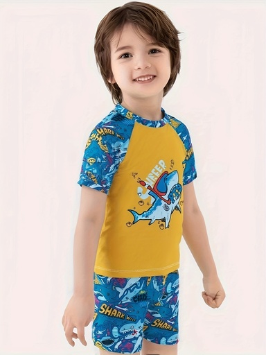 [17598547741887] Conjunto de trajes de baño de dos piezas para niños, estilo elegante.