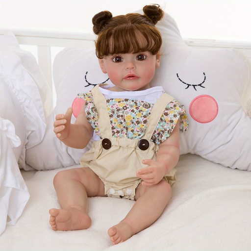 [17592554837322] Muñeca Bebé Realista con Ojos Grandes - 55.88 cm Cuerpo de Vinilo Suave, Muñeca Bebé Realista con Extremidades Articuladas para Niños de 3+ Años, Regalos de Halloween y Navidad