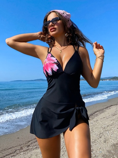 [17614097177486] Traje de Baño Tankini de Playa con Estampado Floral y Tirantes Dobles al Estilo Vestido, Conjunto para Vacaciones de Verano,Atuendo de Playa,Traje de Baño Estilo Vestido,Ropa de Playa con Estilo,Tejido de Alta Elasticidad,Tela Suave,Bikini de dos piezas,Esenciales para las Vacaciones,Trajes de Baño