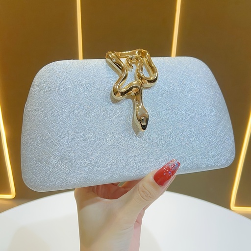 [17595727825064] Bolso de Noche Elegante para Mujer con Incrustaciones de Estrás - Bolso de Mano Blanco Brillante para Bodas y Fiestas con Cierre de Broche y Correa Desmontable, Accesorio para Gala/Prom, Clutch Duradero para Banquetes y Regalo para Ella