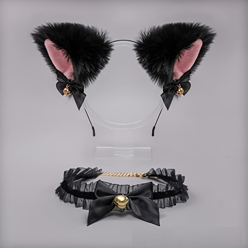 [17592491814696] 2pcs Accesorio de Cabeza de Orejas de Gato Peludo para Chica de Cosplay para Fiesta de Cam Girl