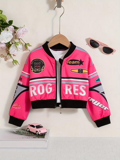 [17607643719286] Chaqueta Bomber Rosa y Negra con Logo ROGERS e Emblema Número 88 - Abrigo Corto Cremallera, Cuello Alto, Ropa de Exterior Completa en Zippers, Para Salidas Informales o Juegos al Aire Libre – Chaqueta para Primavera/Otoño (Sin), Chaqueta para Mujer, Chaquetas para Mujer, Tops, Ropa urbana, Abrigos para Mujer, Chaquetas para Mujer Estilosas, Ropa, Chaqueta de Streetwear, Chaquetas Casuales para Mujer, Chaqueta Acolchada para Mujer, Abrigo para Mujer, Chaqueta Universitaria,