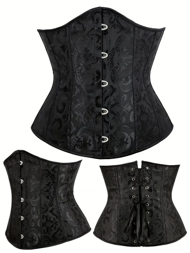 [17599026754041] Cinturón Corsé Francés Vintage para Mujer con Huesos - Cinturón Ajustable con Estampado Floral y Cordones, Cinturón Reductor con Apertura Trasera de Encaje, Traje Histórico Lavable a Mano para Bodas y Ocasiones Especiales