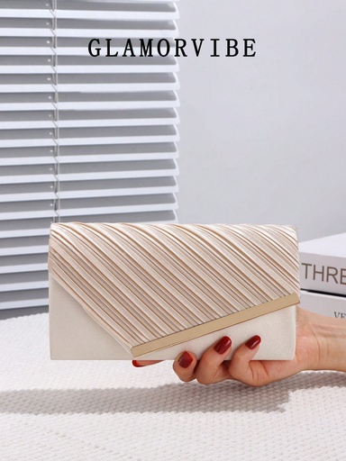 [sg2405162377320287] Bolso de mujer, bolso de mano tipo clutch de seda artificial plisado con decoración de metal, para llevar en la mano o cruzado al Body, cartera de mujer, adecuado para gala de noche, fiesta, graduación, boda, regalo de cumpleaños, regalo de San Valentín, salida nocturna