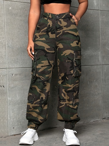 [17618220960278] Pantalones Largos de Otoño para Mujer | Pantalones Cargo Retro de Camuflaje con Múltiples Bolsillos | Pantalones Casuales de Estilo Urbano, Rellenos y Modernos