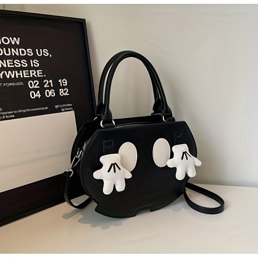 [17612226636992] Bolso de mano moderno y original con calavera, diseño cruzado único, elegante bolso de hombro con temática de Halloween para mujer