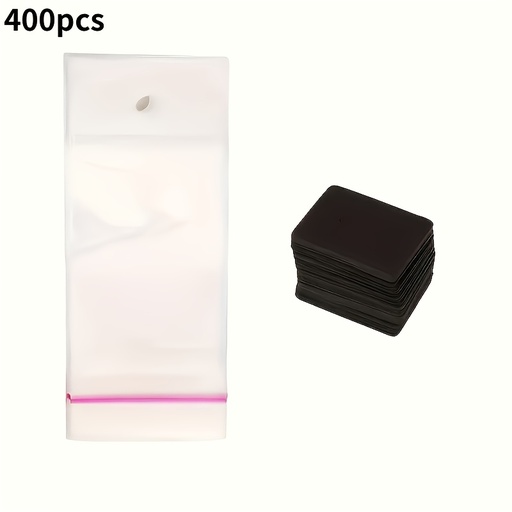 [17606751321273] 400 Piezas de Tarjetas para Exhibir Joyería y Bolsas OPP Autoadhesivas - Soporte de Papel para Exhibir Aretes, Ideal para Empaque de Pequeños Negocios, Incluye 200 Tarjetas Independientes para Aretes y 200 Bolsas Transparentes, Ligero, Suministros para Exhibir y Empacar Joyería