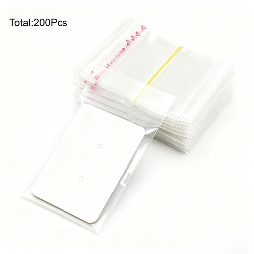 [17611412037765] 200 Piezas de Tarjetas de Exhibición para Empaque, 200 Cartones + 200 Bolsas OPP, Diseño Elegante y Sencillo para Empaque de Pulseras, Collares, Aretes y Suministros de Empaque para Joyería