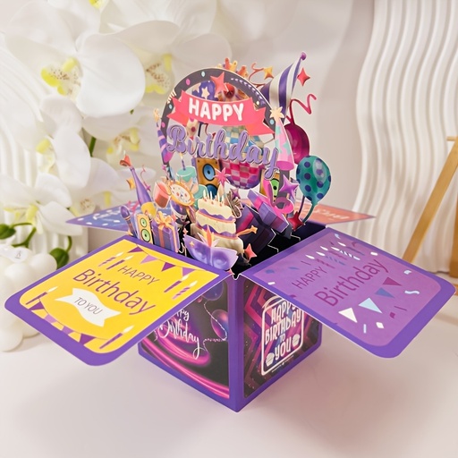 [17592492932068] 1pc Tarjeta de cumpleaños 3D Pop-Up, Escultura de papel creativa, Tema de flores personalizado para bodas, compromisos, San Valentín, Acción de Gracias, cumpleaños - Regalo para cualquiera