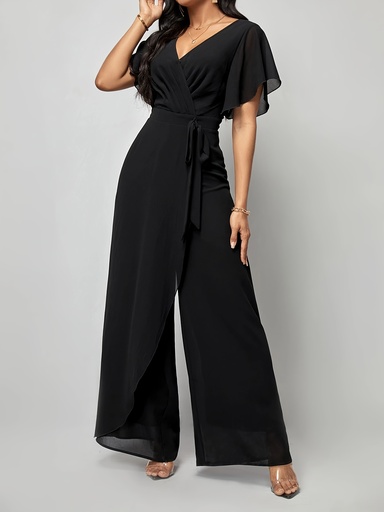 [17598266415843] Mono Elegante de Cuello en V para Mujer en Color Sólido