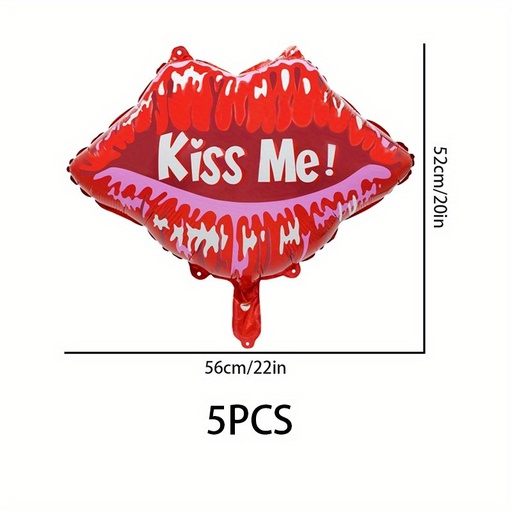 [17617574229013] Juego de 5 globos con forma de labios "Bésame", ideal para el Día de San Valentín, despedidas de soltera, cumpleaños y decoraciones de eventos románticos. Mejora el ambiente de la fiesta, llevando risas interminables y vibraciones dulces a tus momentos especiales, Mejorador de Ambiente de