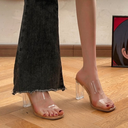 [17619401347820] Sandalias de Tacón Alto para Mujer | Talón Bloqueado, Cierre sin Cordones, Punta Abierta, Parte Superior y Suela Sintética