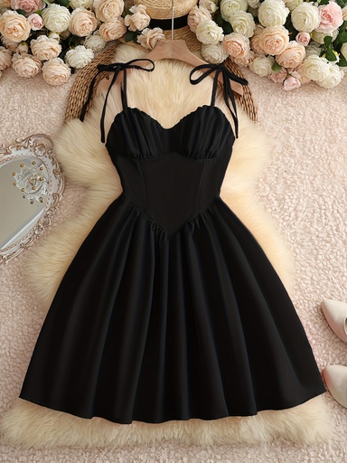 [17597541916530] Vestido de mujer con tirantes finos y vuelo