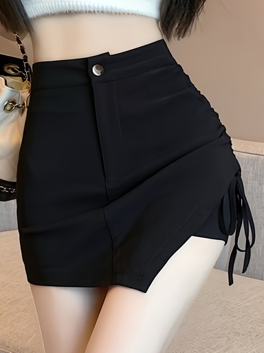 [17604297711832] Falda Traje Estilo Coreano de Cintura Alta y Corte A para Mujer, Nueva Falda Elegante y Versátil de Verano 2025 que Ajusta la Cadera