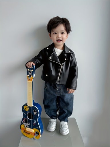 [17610068047404] Chaqueta de Cuero PU de Moda Nueva para Niños y Niñas