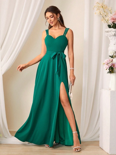 [sz2312258444461513] SHEIN Belle Vestido Formal De Corte Alto De Tirantes Para Mujer