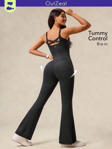 [st25031802739861732] OutZeal Mono con control de abdomen, tela transpirable, tirantes ajustables, almohadillas extraíbles y falda de campana, perfecto para gimnasio, yoga y estudio