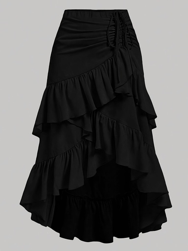 [17593494962407] Falda media elegante negro L